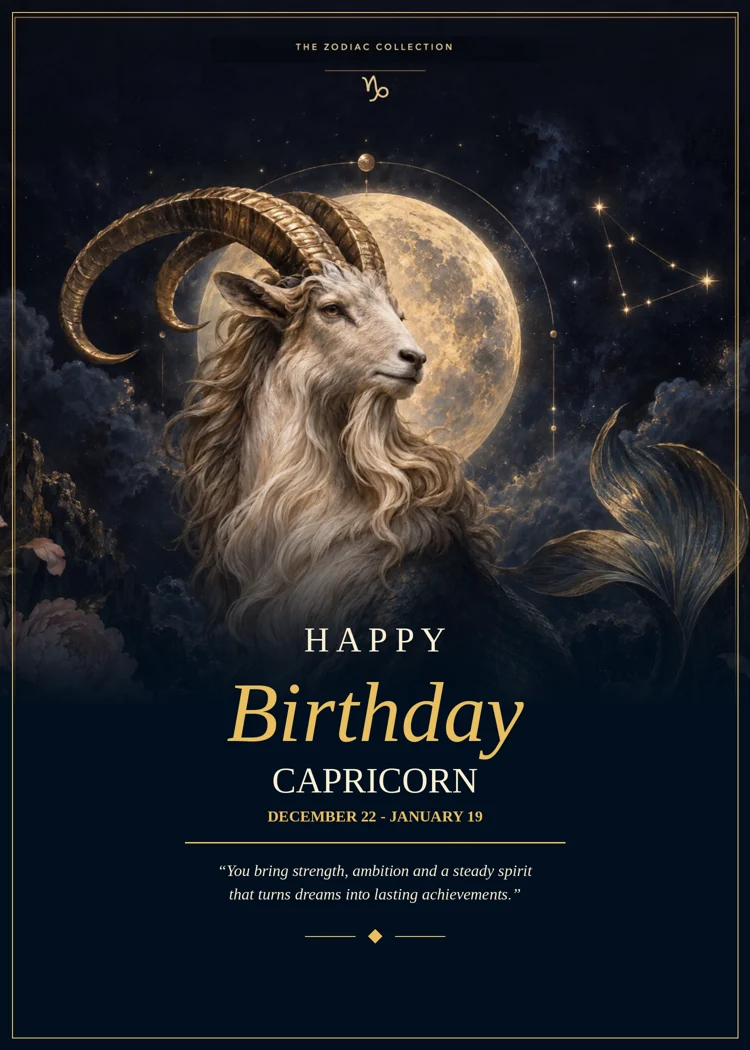 Capricorn Happy Birthday card front