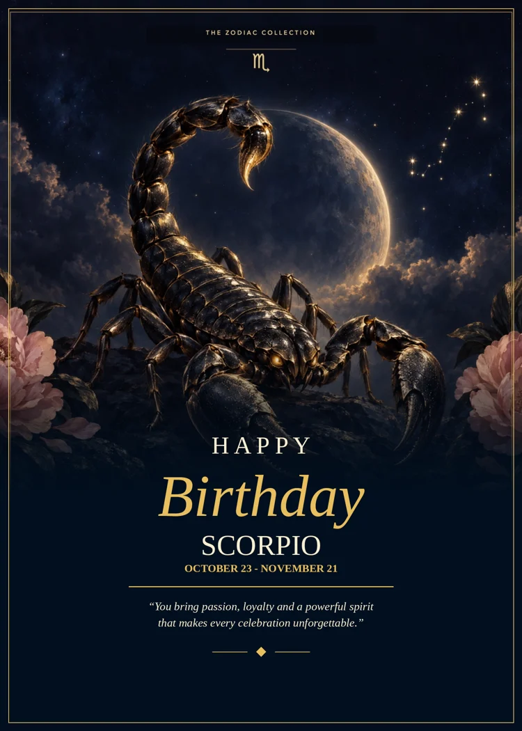 Scorpio Happy Birthday card front