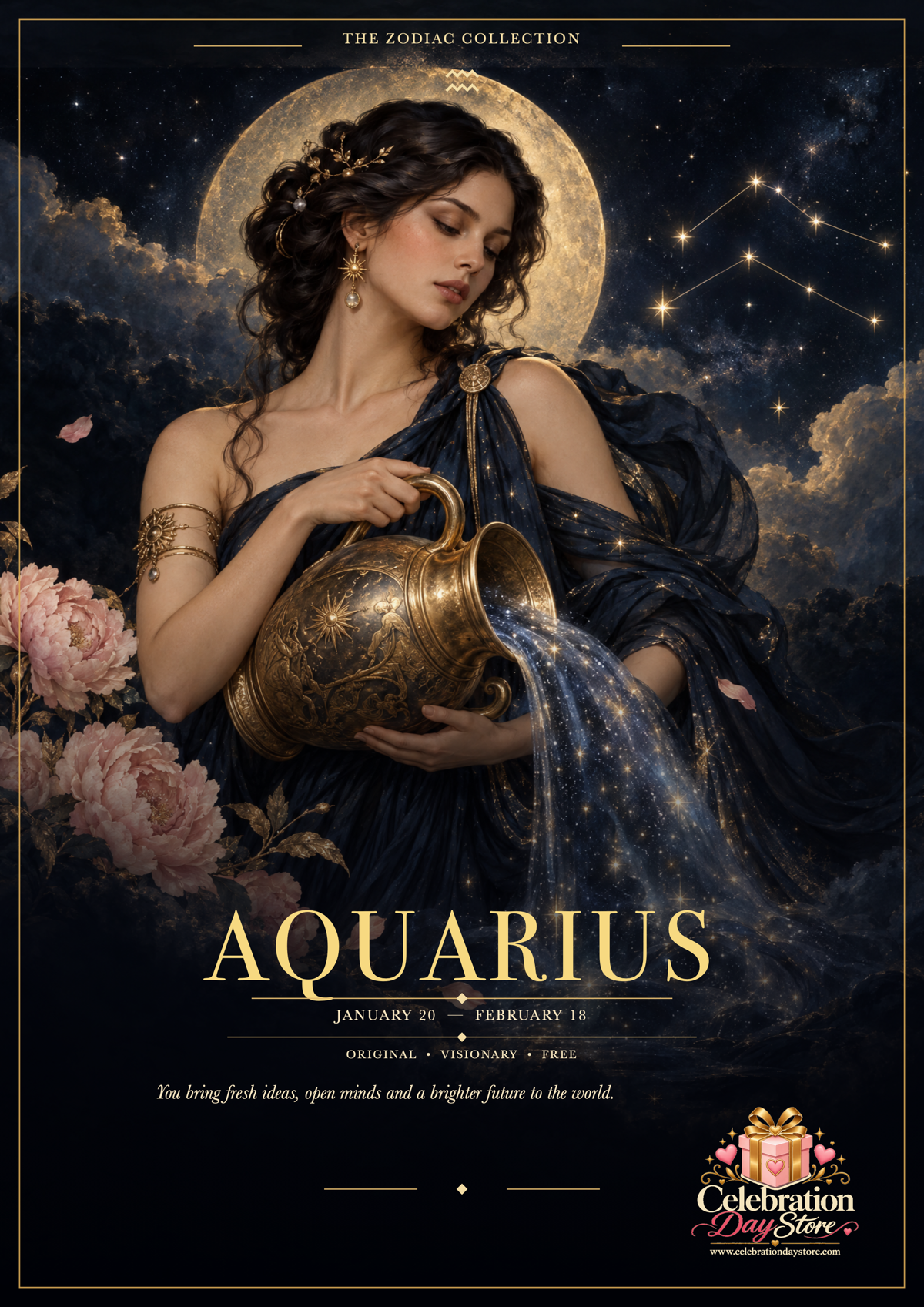 Aquarius Zodiac A4 poster
